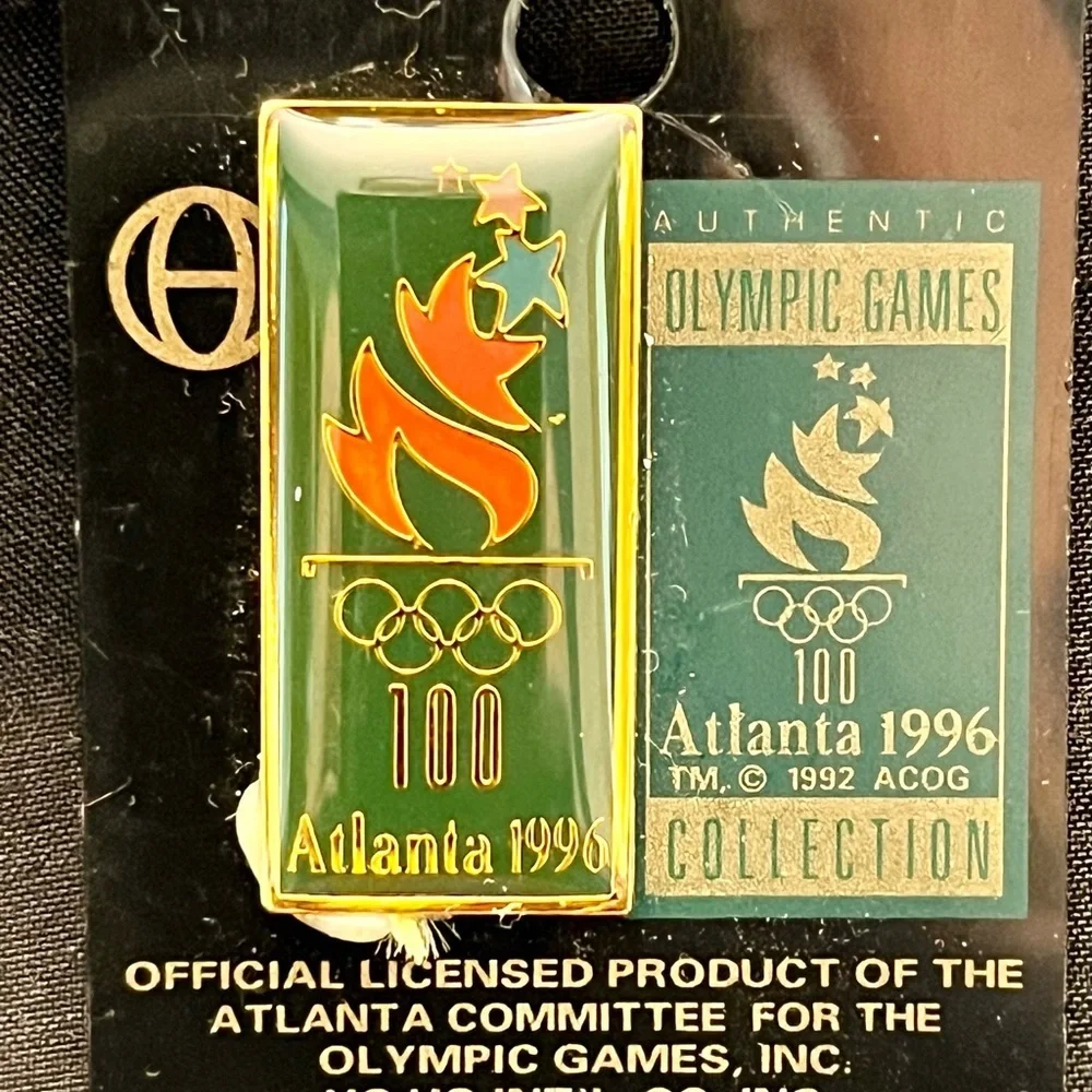 Vintage 1996 Atlanta Olympic Games Pin Official Licensed Gold Green Logo New